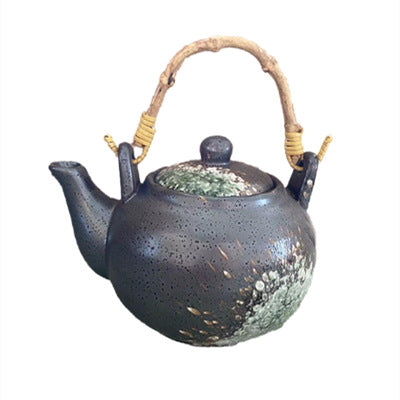 Ceramic Tea Kettle with Bamboo Handle, Hand-Painted, Commercial Use, Large Capacity, Teapot with Lifting Spout, Tabletop Design