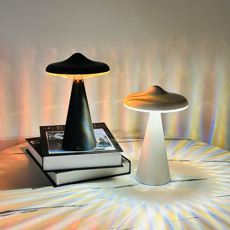 New UFO Night Light Luxury Striped Light Effect Mushroom Ambient Lamp Hotel Living Room Bedroom Bedside Decorative Table Lamp