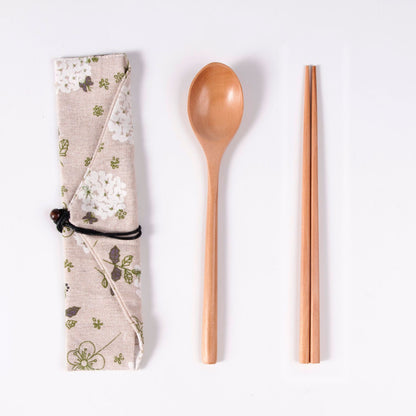 Japanese Style Long Handled Spoons, Forks, Chopsticks, Three Piece Set Of Wooden Portable Tableware, Chopsticks, Spoons, Set