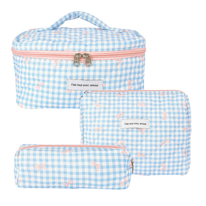 Storage Organizer Floral Quilted Makeup Bags Cotton Padded Cosmetic Bag Large Travel Toiletry Bag Women Zipper Wash Bag