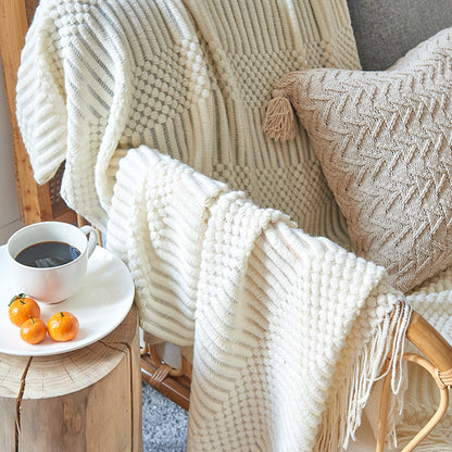 INS Simple Solid Color Air-Conditioning Blanket Blanket Sofa Blanket Office Nap Blanket Homestay Decorative Blanket Thick Winter Style