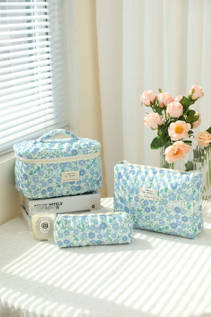 Storage Organizer Floral Quilted Makeup Bags Cotton Padded Cosmetic Bag Large Travel Toiletry Bag Women Zipper Wash Bag