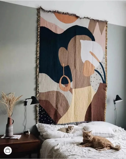 NEW Earring Girl Throw Blanket Backrest Towel Background Wall Tapestry Sofa Covers Dust Cover Air Conditioning Bed Blankets