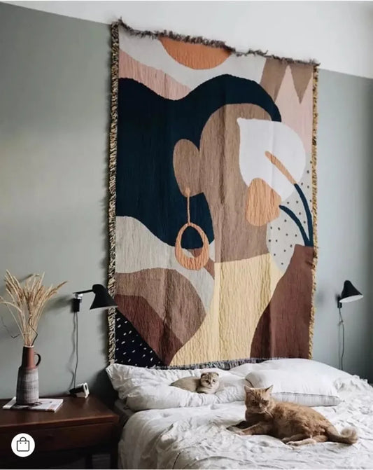 NEW Earring Girl Throw Blanket Backrest Towel Background Wall Tapestry Sofa Covers Dust Cover Air Conditioning Bed Blankets
