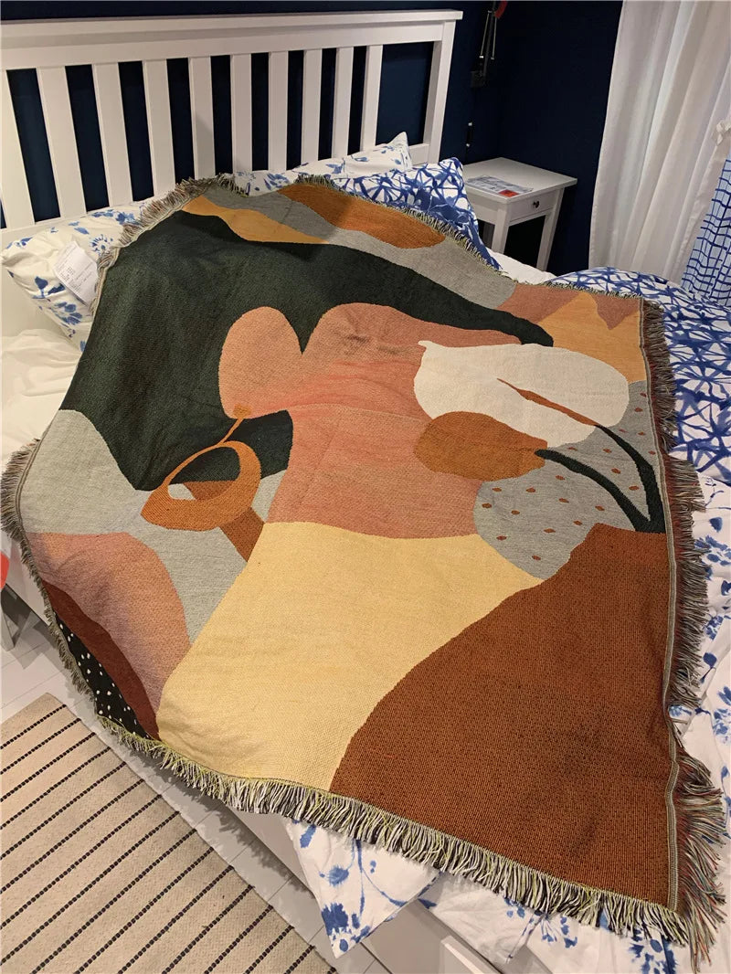 NEW Earring Girl Throw Blanket Backrest Towel Background Wall Tapestry Sofa Covers Dust Cover Air Conditioning Bed Blankets