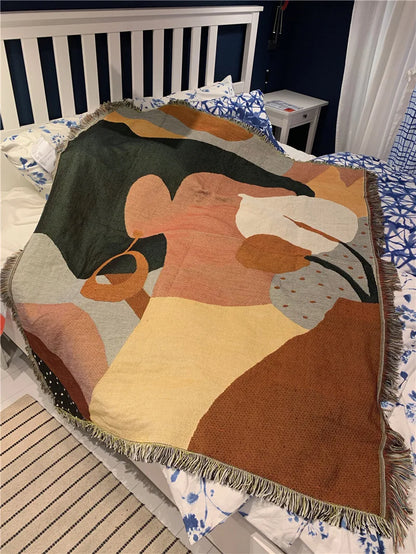 NEW Earring Girl Throw Blanket Backrest Towel Background Wall Tapestry Sofa Covers Dust Cover Air Conditioning Bed Blankets